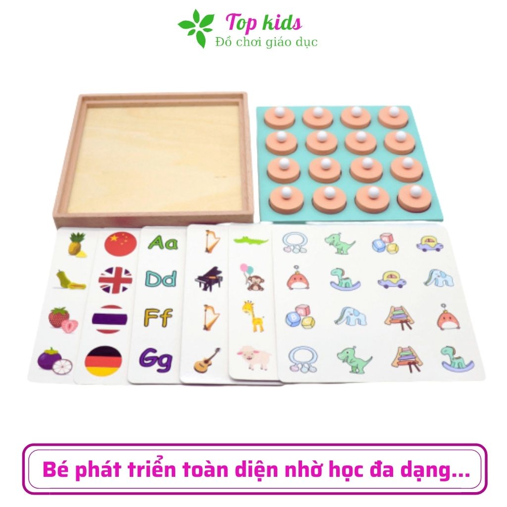 Đồ chơi thông minh cho bé bộ cờ vua bảng núm gỗ montessori phát triển trí nhớ cho bé trai bé gái 1 2 3 4 tuổi TOPKIDS