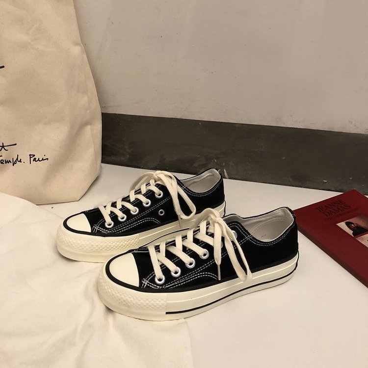 [ Mã 66CBSALE giảm 30K đơn 200K] Giày Vải Canvas Mũi Tròn Màu Trơn Phối Dây Đan Chéo Sành Điệu Cho Nữ | BigBuy360 - bigbuy360.vn