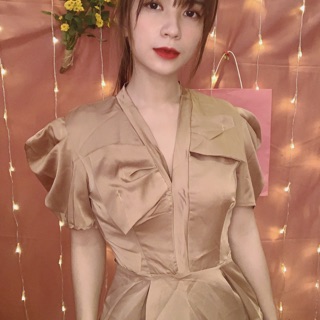 Áo sơ mi lụa tơ sống cổ ren (ảnh thật)