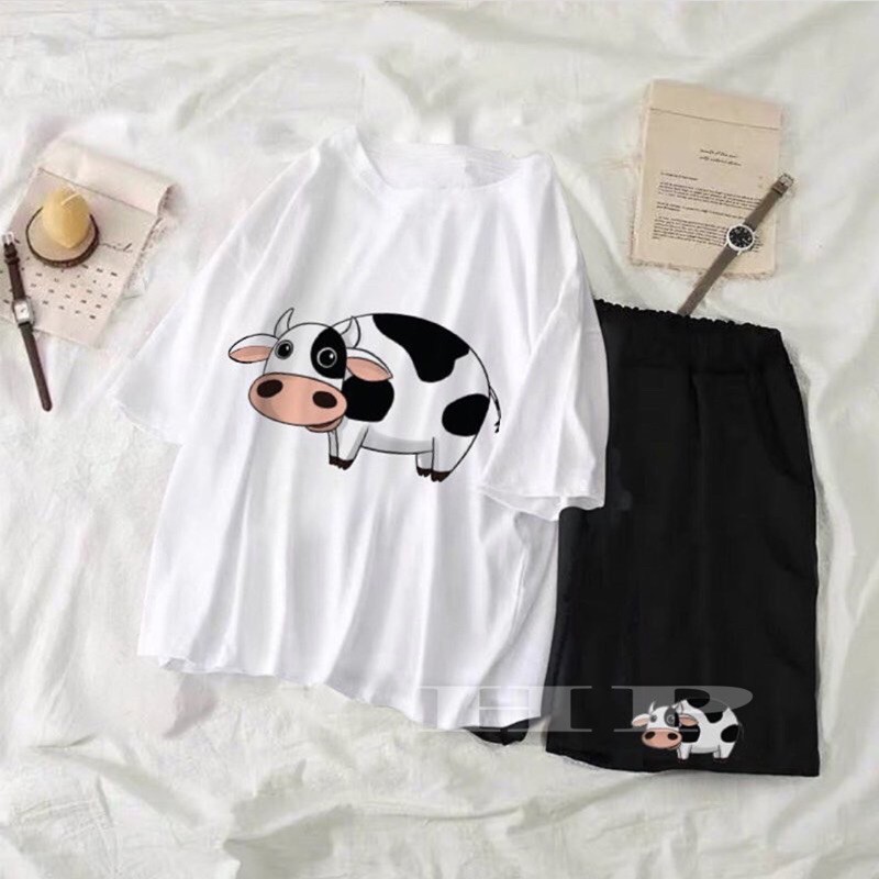 Sét áo bò sữa còng lưng + quần đùi 5D TH6