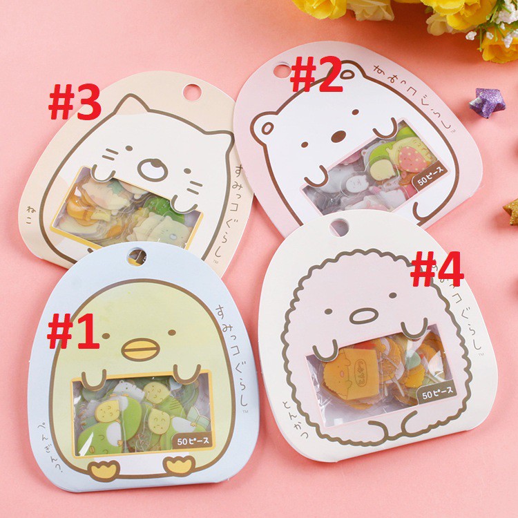 Túi 50 sticker động vật cute Sumikko Gurashi Cute hoạt hình Nhật Bản