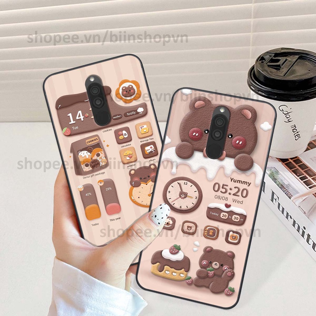 Ốp Xiaomi Redmi 8 in 3D icon gấu nổi siêu xinh, siêu đáng yêu, cá tính phong cách