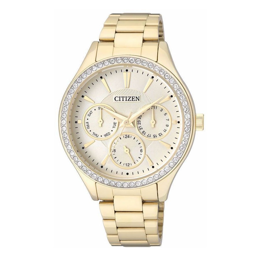 Đồng Hồ Nữ Citizen Đính Đá Swarovski Dây Thép Không Gỉ ED8162-54P - Mặt Vàng