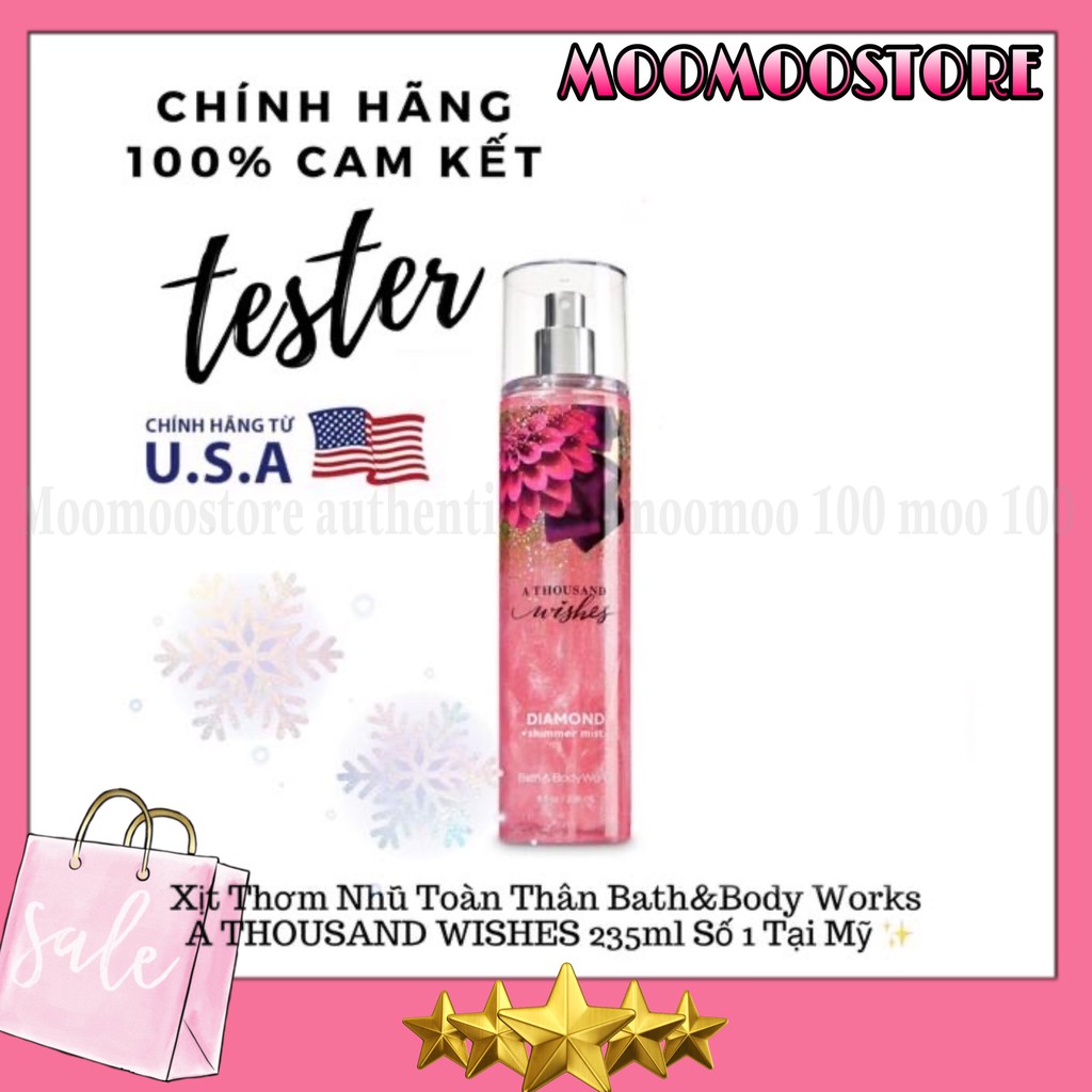 [ Mua ngay ] Xịt thơm toàn thân có nhũ Bath and Body Works A Thousand Wishes Diamond Shimmer Mist 236ml