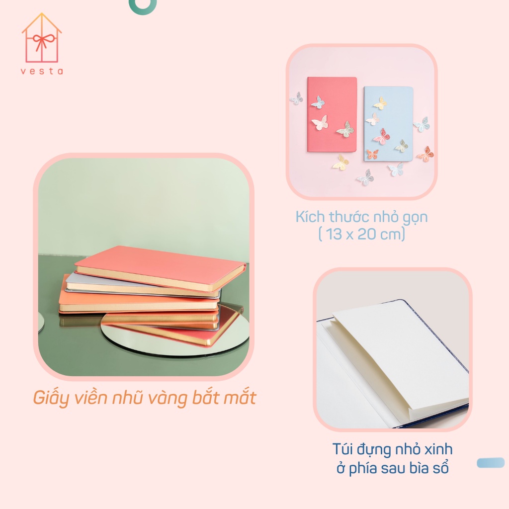 Sổ Tay Ghi Chép Bìa Giấy Cứng Viền Nhũ Gold Trim Khổ A5