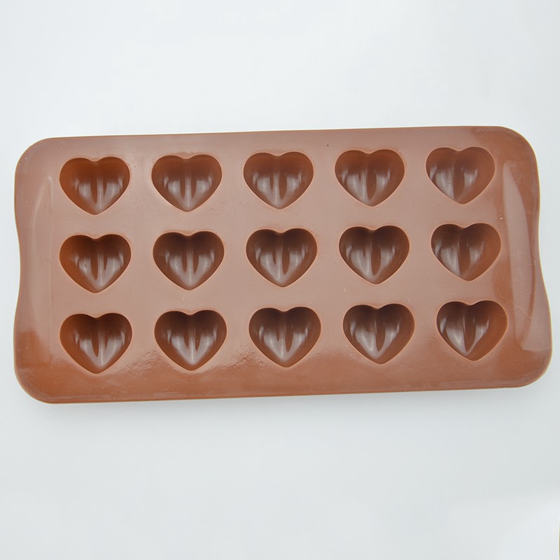 Khuôn silicon làm bánh/socola hình trái tim 15 ô DIY