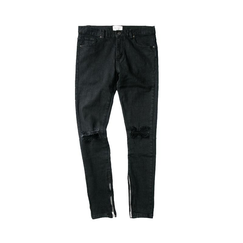 Quần Jeans Dài Màu Đen Có Khóa Kéo Thời Trang Cho Nam