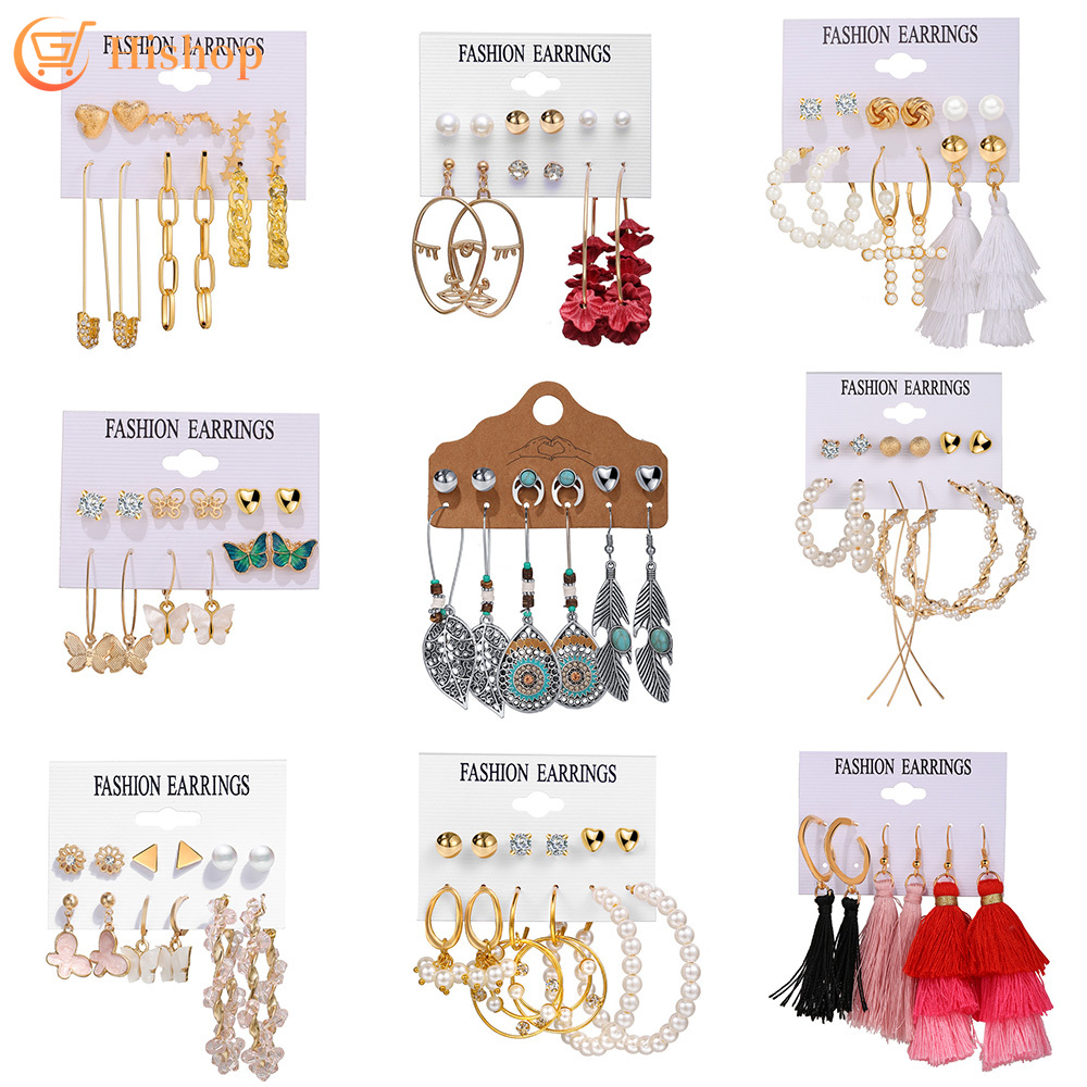 Bông Tai Hình Bướm Đính Ngọc Trai Phong Cách Retro