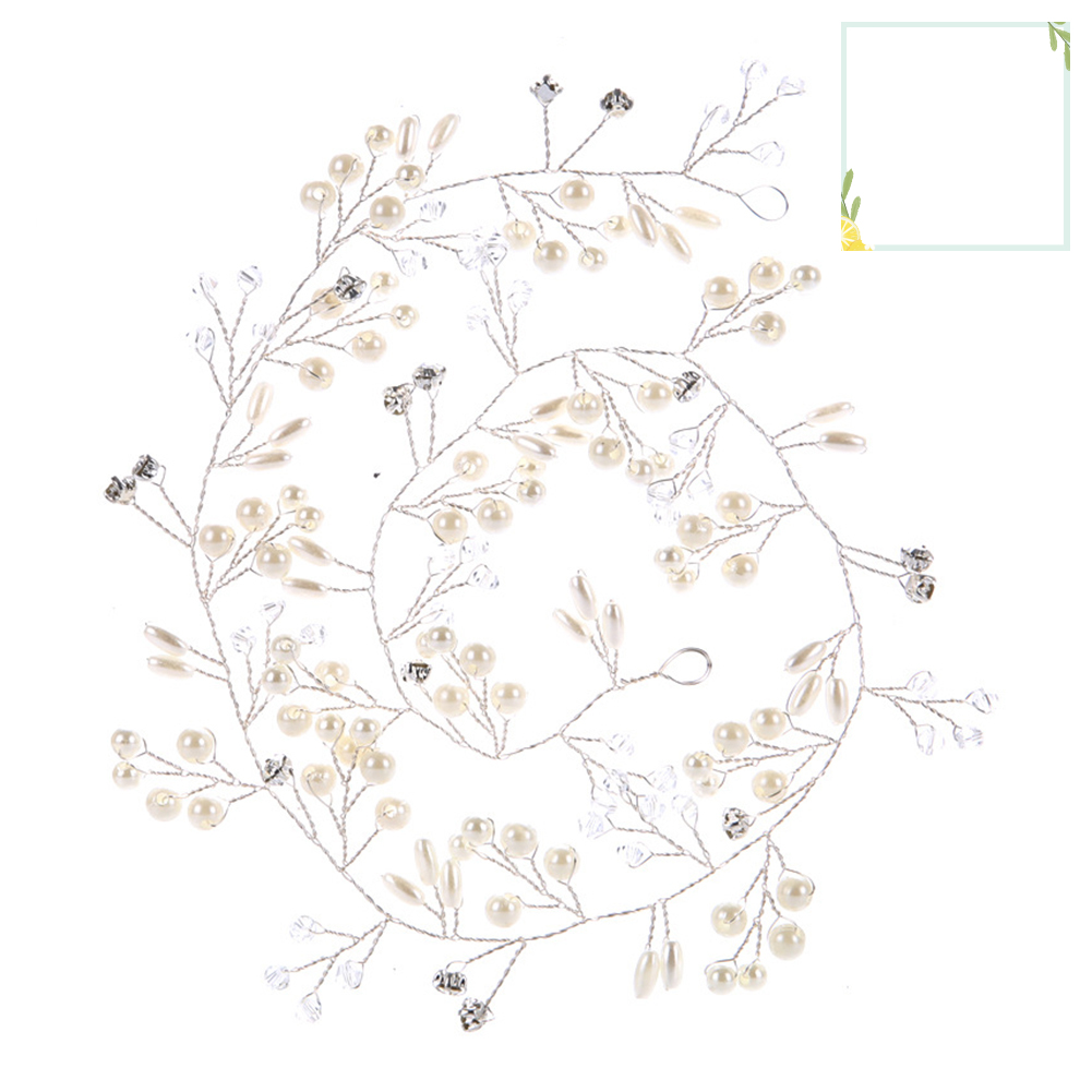 Dây Hoa Đính Ngọc Trai Giả Trang Trí Tóc Cô Dâu 50cm