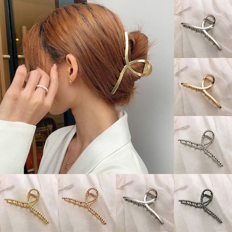 Kẹp Tóc Kim Loại Màu Vàng / Bạc Thời Trang Cho Nữ