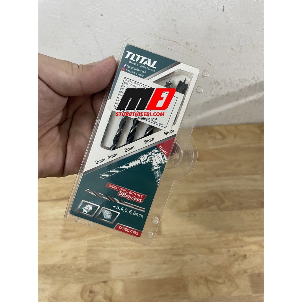 Bộ mũi khoan gỗ 5 chi tiết Total TACSD7055