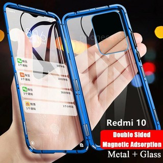 Ốp điện thoại kính cường lực hai mặt viền kim loại từ tính bảo vệ cho Xiaomi Redmi Note 10 Pro Note10 4g 5g Redmi 10
