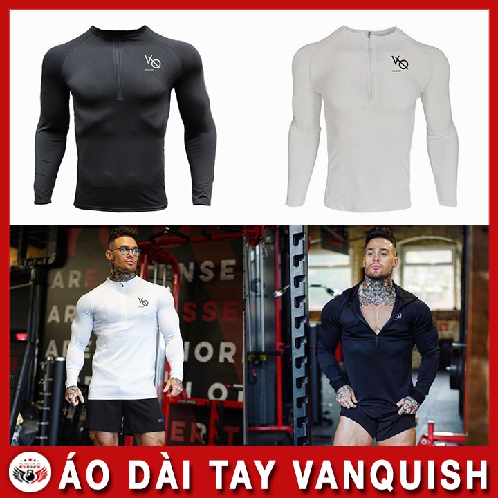 Áo tập gym nam dài tay Vanquish - Áo gym nam thun co dãn 4 chiều ôm body VQ