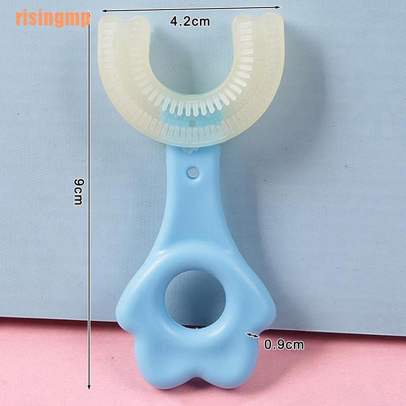 [Hàng mới về] Bàn chải đánh răng hình chữ U xoay 360 độ dễ thương nhiều màu tùy chọn cho bé 2-12 tuổi