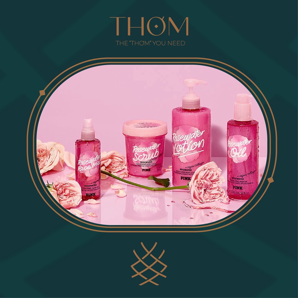 ROSEWATER | Xịt thơm dưỡng thể lưu hương toàn thân Pink Victoria's Secret Fragrance Mist Lotion Gel Body Wash