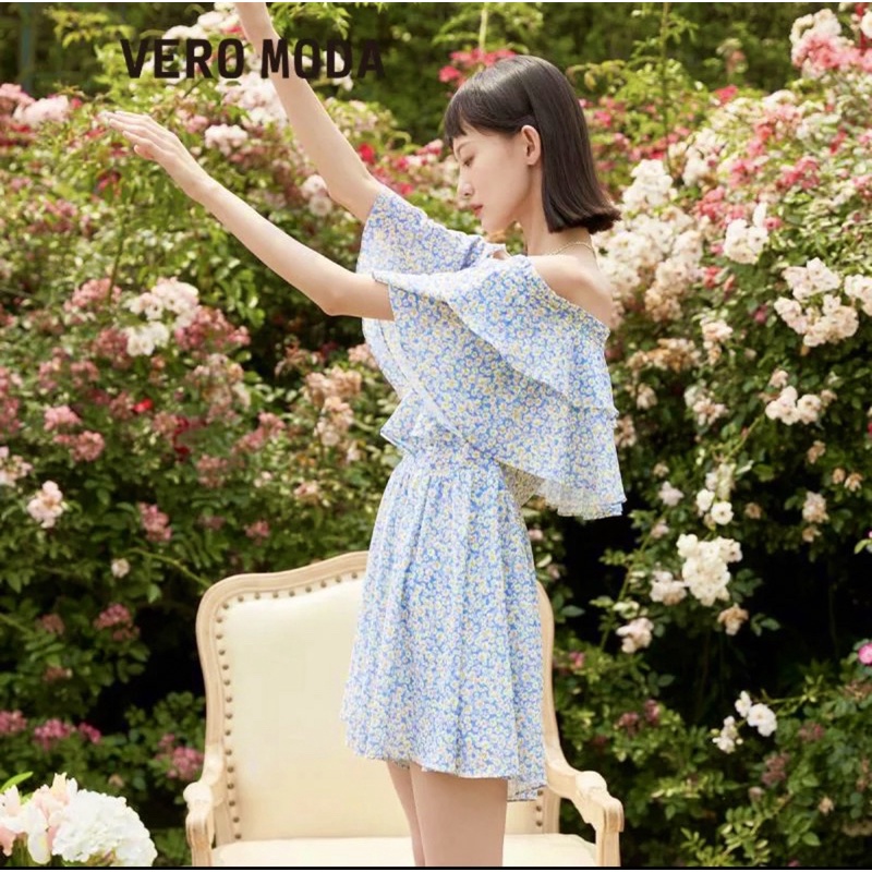 Đầm jump trễ vai hoa nhí cao cấp Vero Moda
