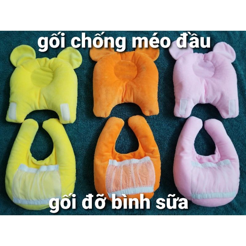 Gối chống bẹt đầu cho bé, chống lệch đầu cho trẻ sơ sinh từ 0- 3 tuổi. Thoáng mát thấm mồ hôi