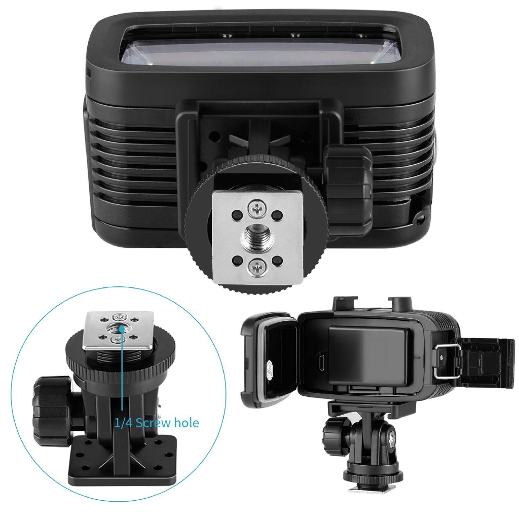 Đèn LED 3 màu  có flash chống nước 131ft/40m dùng cho GoPro Hero 7 6 5 4 3+ DSLR