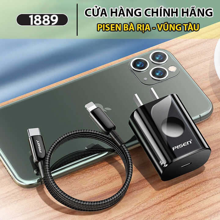 Combo Sạc Pisen Quick PD 18W (Kèm Cáp Sạc Cổng Lightning & Type-C 3A ZINC Alloy) - [HÀNG CHÍNH HÃNG] - TS-C118