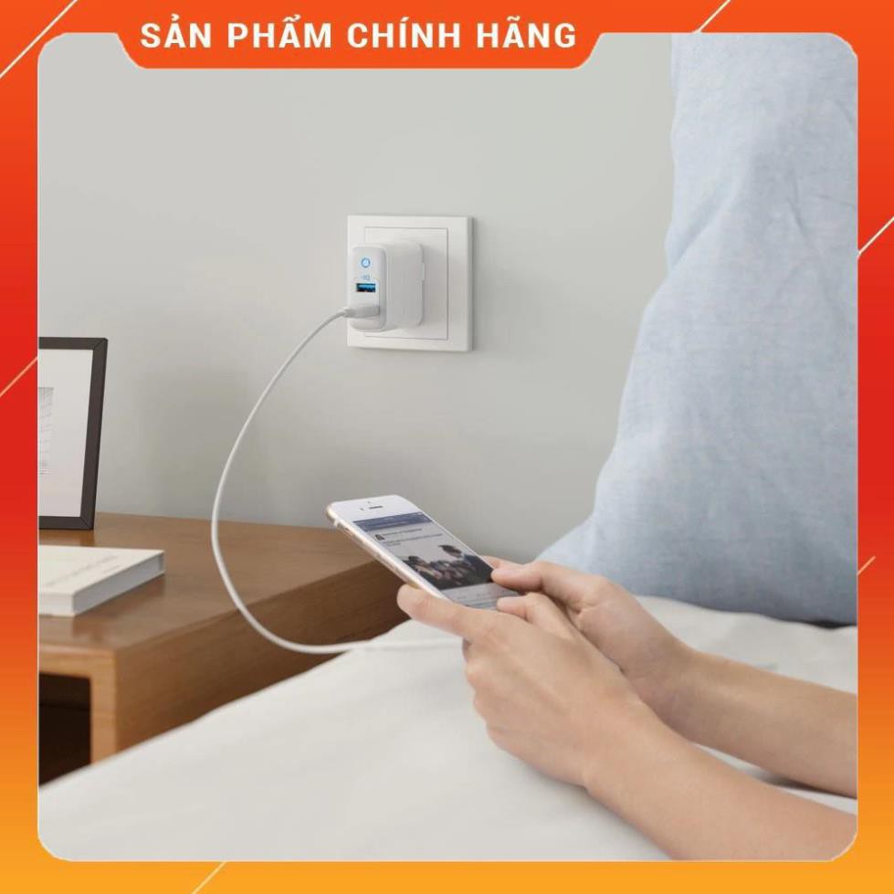 Cóc củ sạc nhanh 24W công nghệ PowerIQ cho điện thoại / máy tính bảng hiệu Anker PowerPort 2 Lite - hàng nhập khẩu