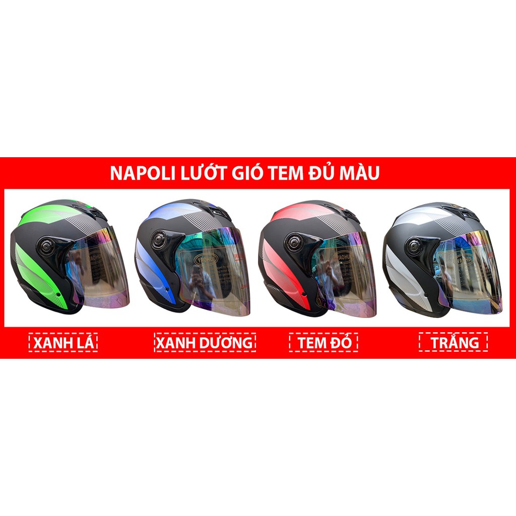 Mũ bảo hiểm 3/4 đầu NAPOLI N039 Tem NEW - Bảo hành 12 tháng