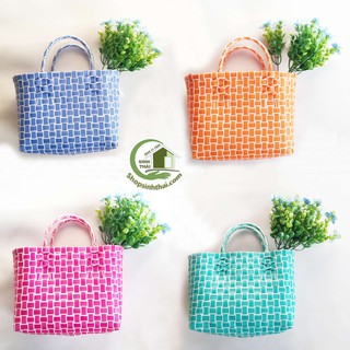 Giỏ nhựa đan - giỏ nhựa giả mây - màu ngẫu nhiên