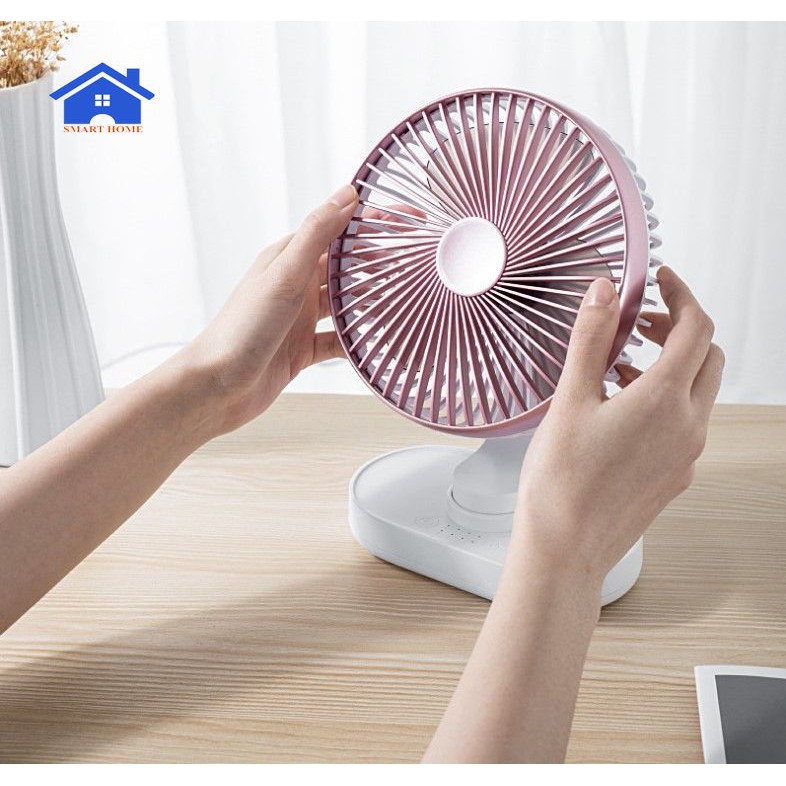 Quạt tích điện để bàn sử dụng 12h liên tục  xoay tự động mọi hướng - Quạt tích điện để bàn cỡ lớn to khỏe pin bền