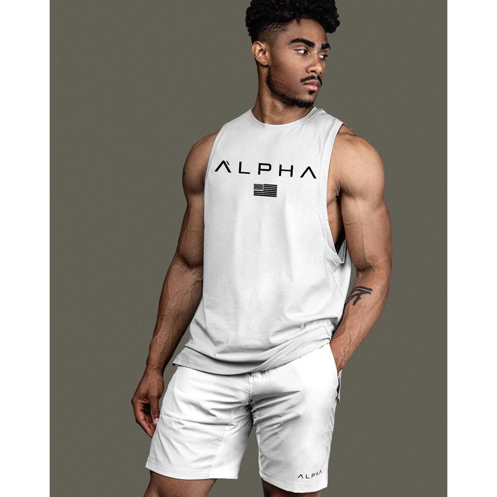 Áo tank top tập gym, áo ba lỗ nam Alpha chất vải Cotton (Đủ size M-XXL)