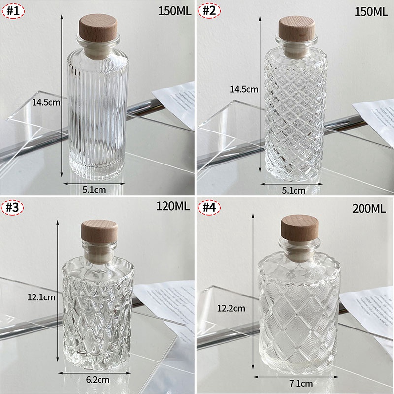 Bình Thủy Tinh Đựng Nước Chịu Nhiệt Họa Tiết Vân Kim Cương Sang Trọng Dung Tích 120/150/200Ml