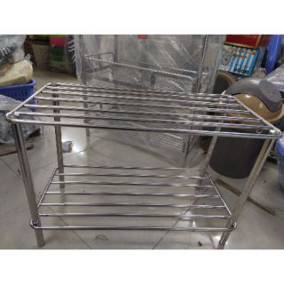 Kệ trạn inox úp xoong, nồi, rổ rá tiện dụng 2 tầng