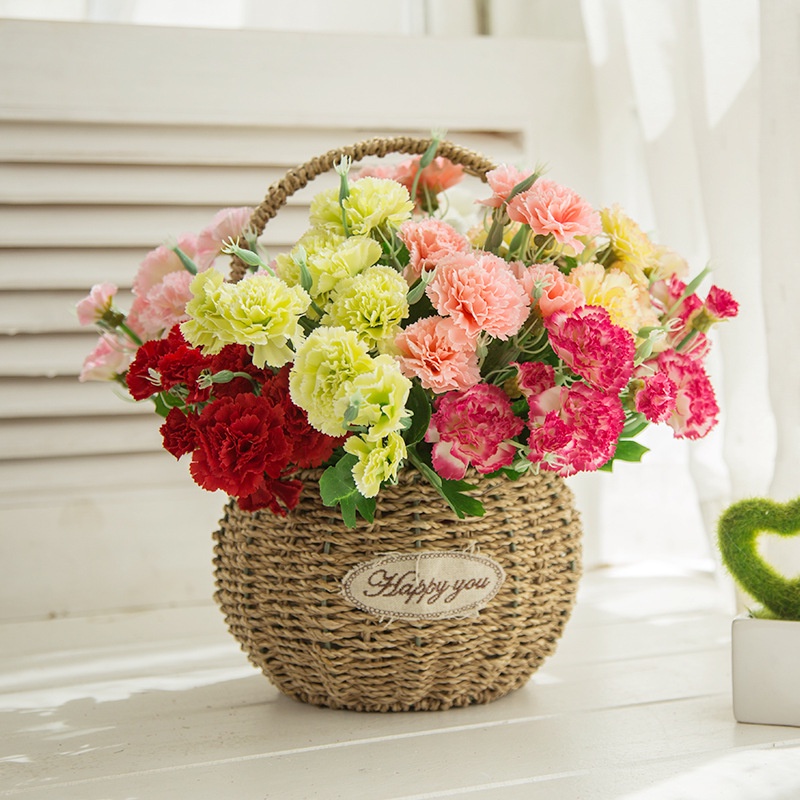 Bó Hoa Cẩm Chướng Nhân Tạo 1 Cái 10 Đầu Trang Trí Nhà Cửa Ngày Của Mẹ