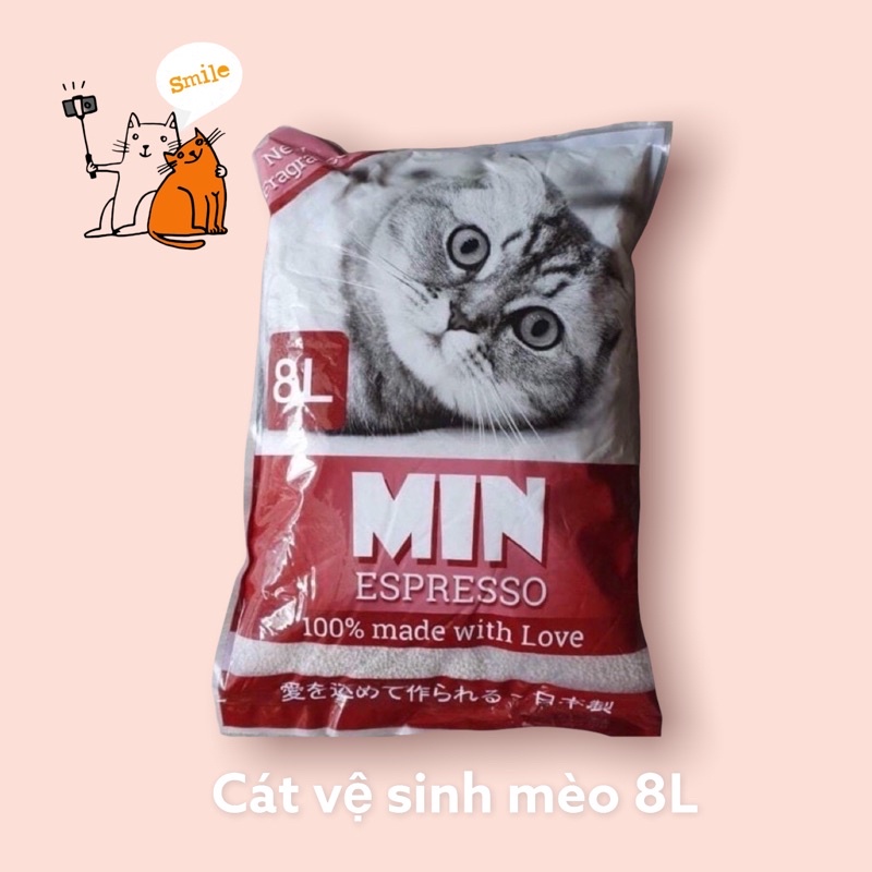 Cát vệ sinh mèo siêu vón, ít bụi mùi cà phê Min 8L