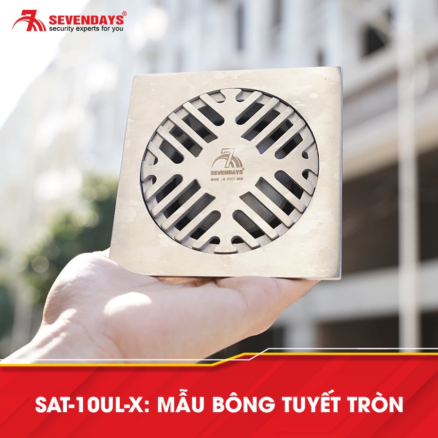 [BẢO HÀNH 10 NĂM] Phễu Thoát Sàn Chống Mùi SEVENDAYS Bông Tuyết Mặt Tròn Inox Cao Cấp Mã SAT-10UL-X size 10