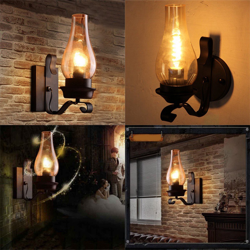 Đèn Ngủ Treo Tường Bằng Kính Kiểu Vintage Dùng Trang Trí Phòng Ngủ
