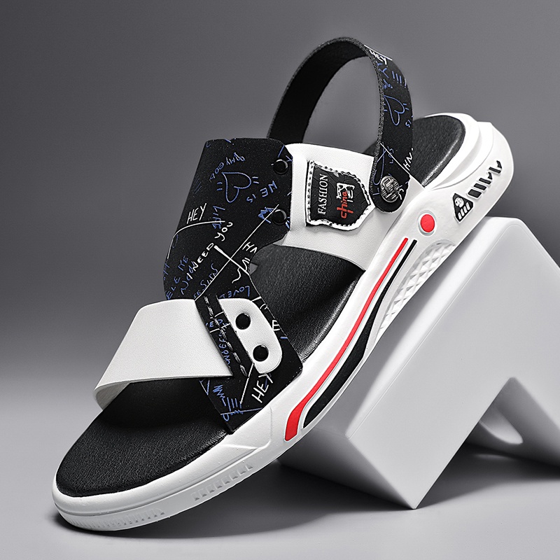Giày Sandal Đi Biển Mùa Hè Hai Cách Đeo Màu Trắng Phong Cách Mới Cho Nam