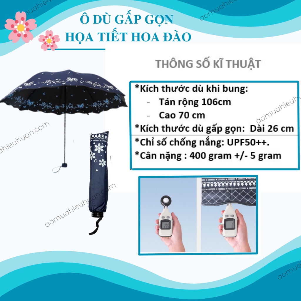 Dù che mưa, che nắng ngoài trời chống tia UV, loại 10 nan cứng cáp