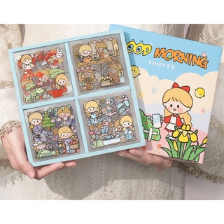Hộp 100 tấm sticker cute - Chào buổi sáng
