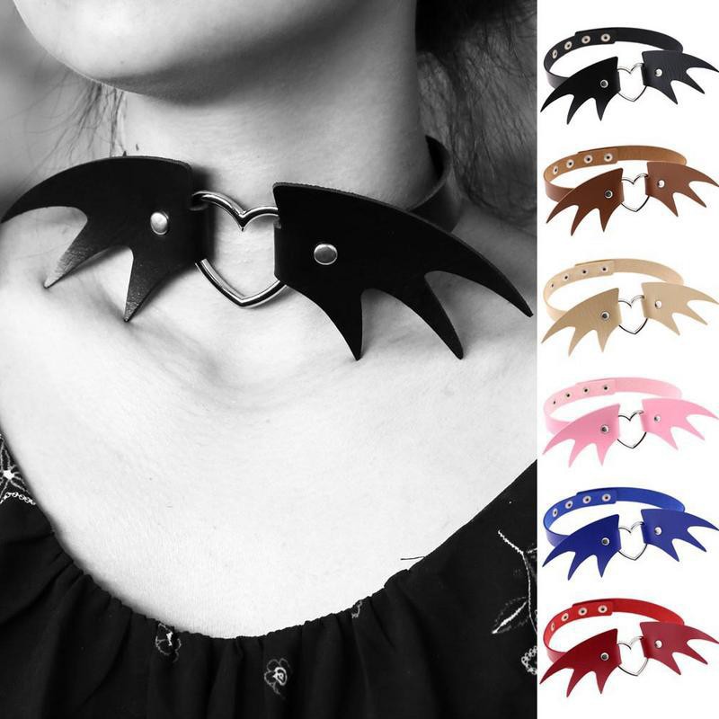 Dây chuyền da quyến rũ choker mặt hình đôi cánh