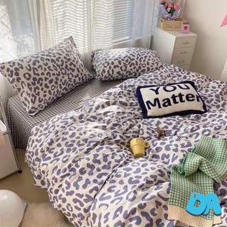 Bộ Chăn ga gối cotton poly - Mẫu Da báo xanh