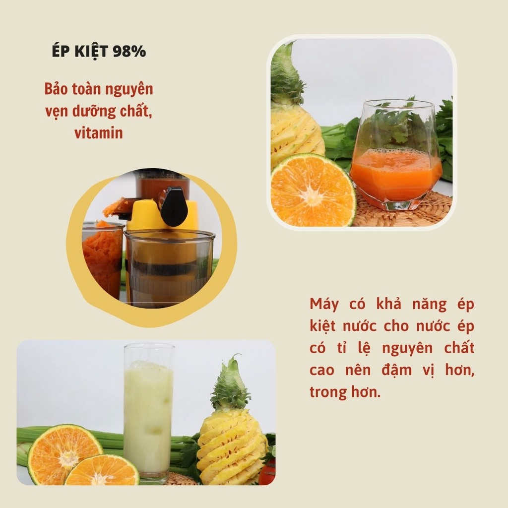 Máy Ép Chậm Mini LOHAS LS-228, Máy Ép Trái Cây, Rau Củ Quả Cao Cấp Chính Hãng - Bảo Hành 36 Tháng