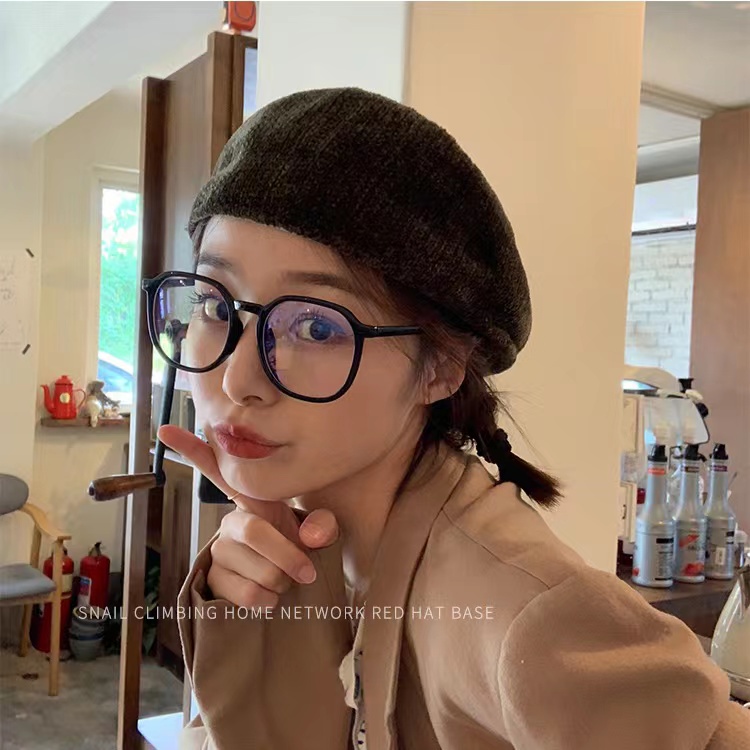 Mắt Kính Chống Ánh Sáng Xanh Gọng Lớn Tròng Vuông Màu Đen Phong Cách Hàn Quốc Cho Nữ