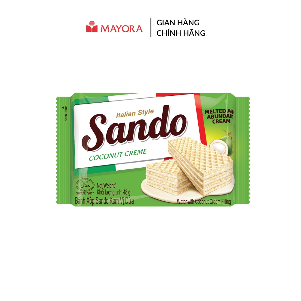 Combo 5 Gói Bánh Xốp Sando Kem Vị Dừa Gói 48g