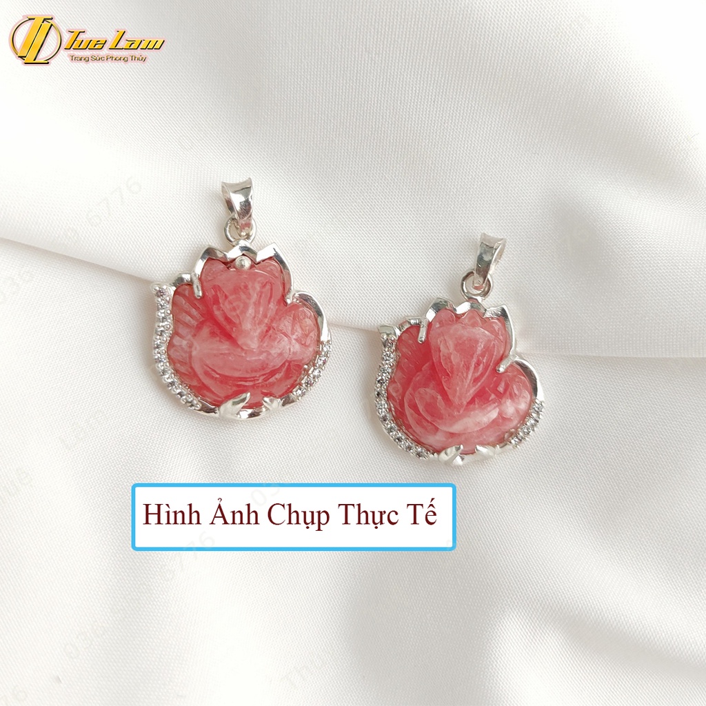 Mặt dây chuyền hồ ly chúa đào hoa dáng ôm hoa bọc bạc hợp mệnh hỏa thổ - Tuệ Lâm