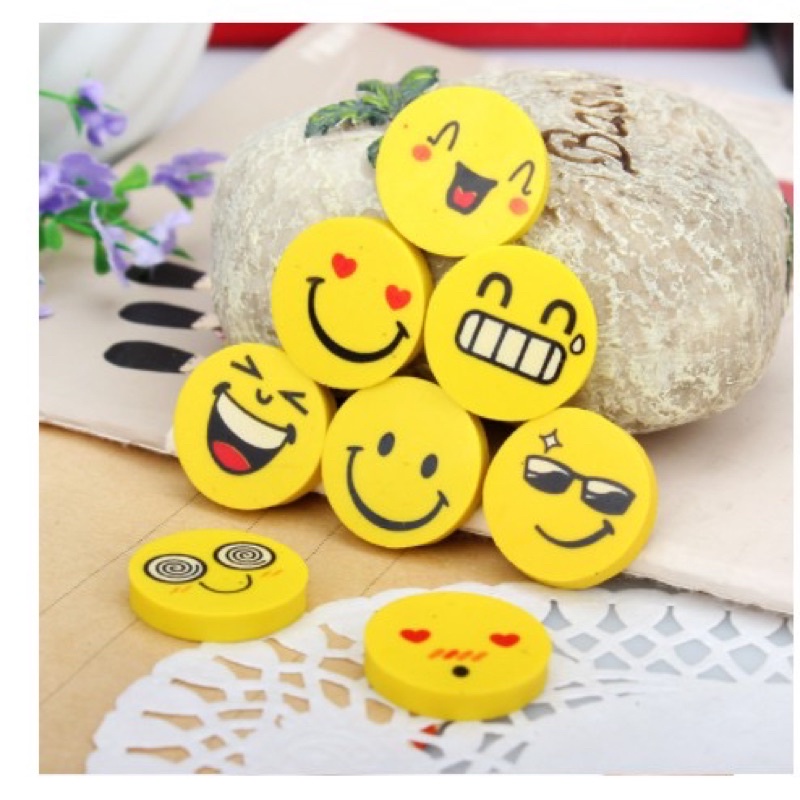 SET 4 TẨY CHÌ GÔM ICON MẶT CƯỜI