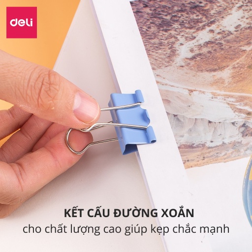 Kẹp bướm màu 19mm Deli - 40 chiếc/hộp - E8555A