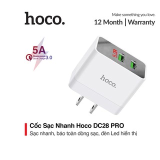 Cốc Sạc Nhanh Hoco DC28 2USB-5A Bảo Toàn Dòng Điện Tương Thích Tất Cả Các Dòng Điện Thoại