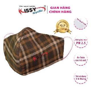Khẩu Trang Kissy Cho Nam Mẫu Kẻ Sọc Nâu Trắng Size L