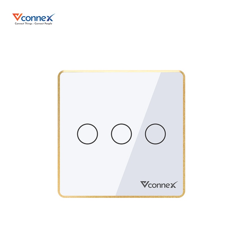Công tắc cảm ứng thông minh Vconnex, viền nhôm, hình vuông, hàng chính hãng, bảo hành 2 năm 1 đổi 1
