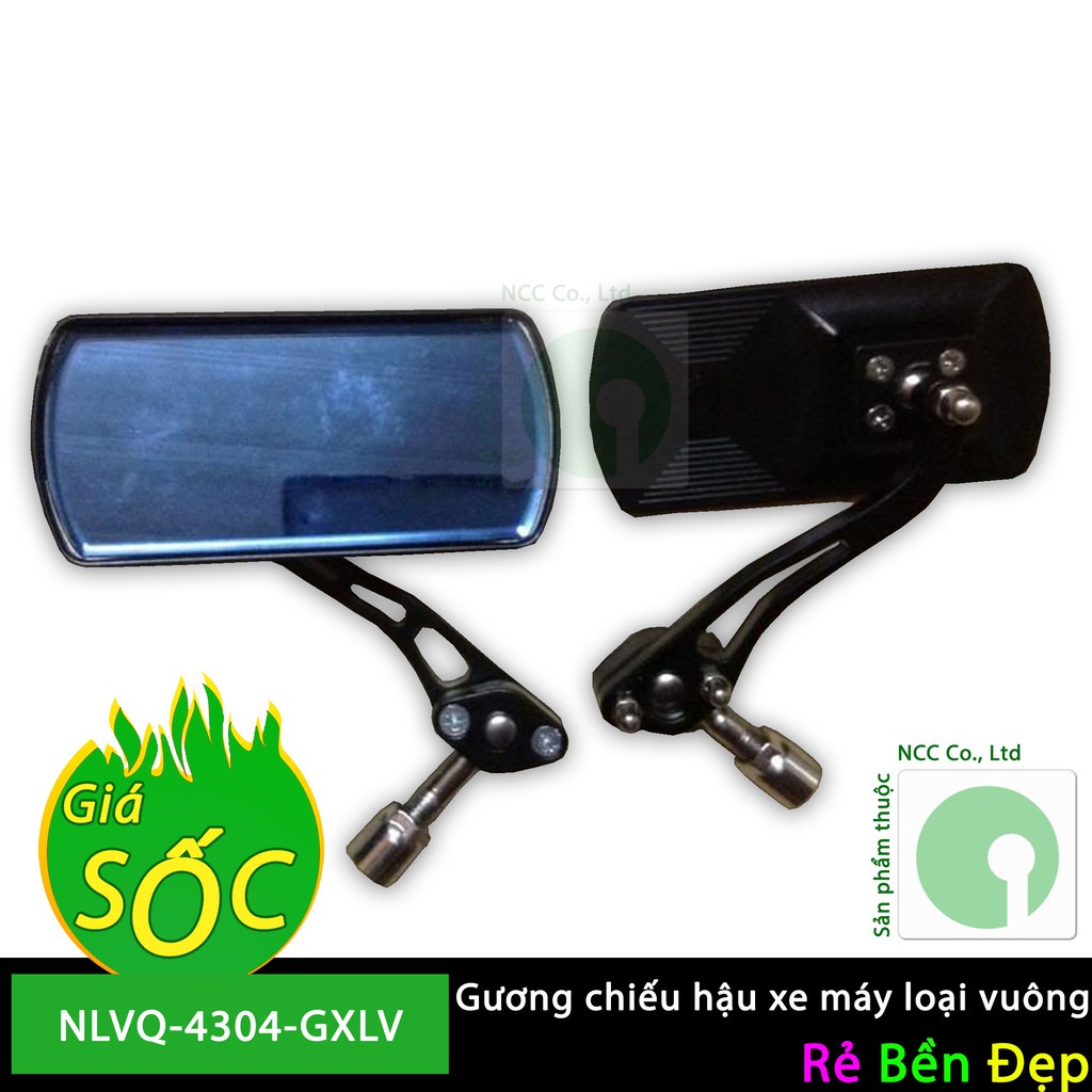 Gương kính chiếu hậu xe máy loại mặt vuông - NLVQ-4304-GXLV