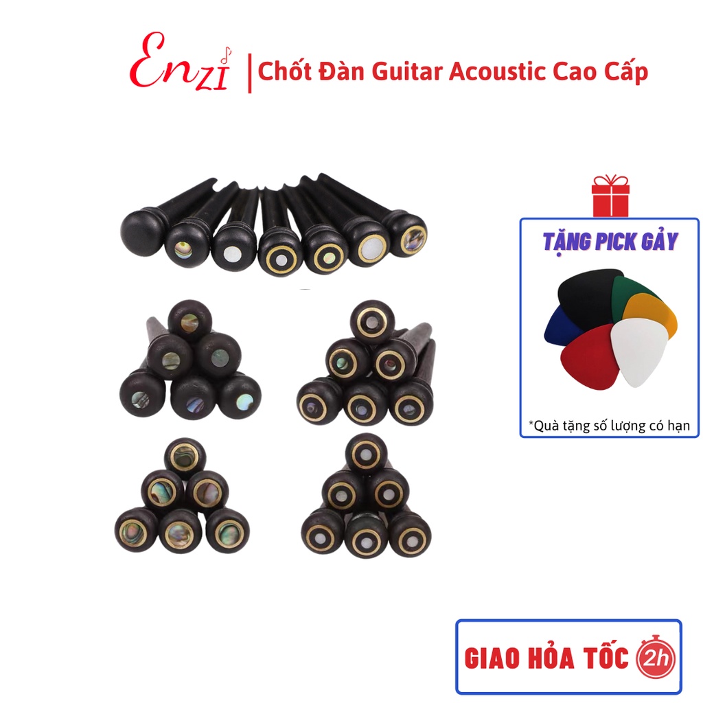 Chốt dây đàn guitar đồng thau nguyên khối đính ngọc cao cấp Enzi